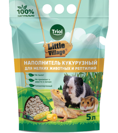 Наполнитель кукурузный для мелких животных и рептилий, 5л, серия Little Village, Triol
