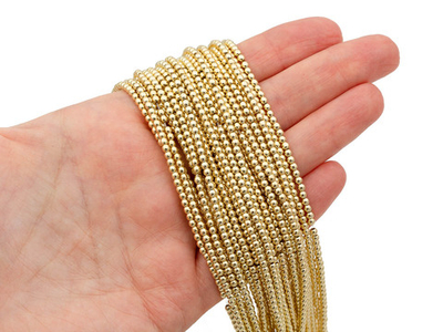 гшг25-з Гематит люкс, шар 2,5мм, цвет золото, 20см