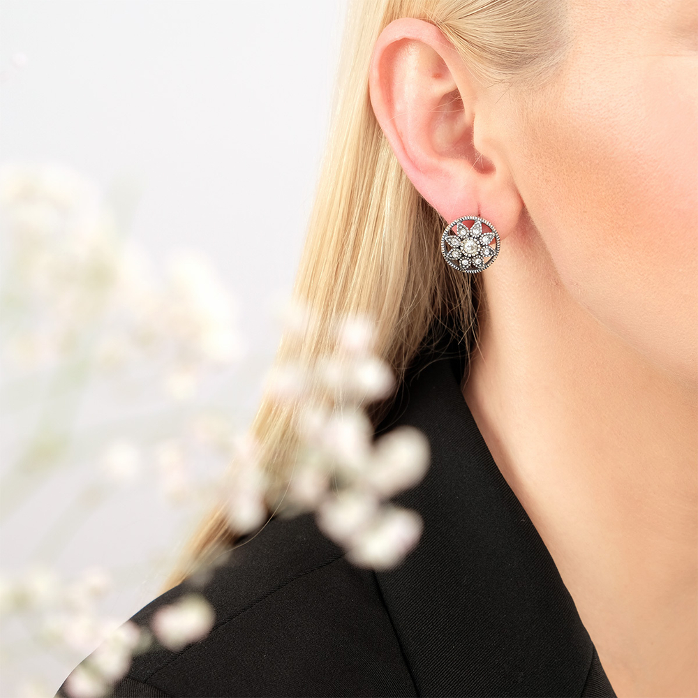 "Леналфи" серьги в серебряном покрытии из коллекции "Marella" от Jenavi с английским замком