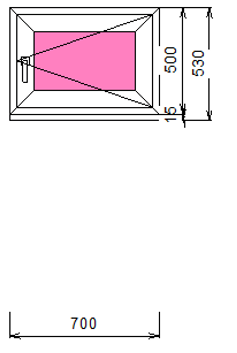 Пластиковое окно 500 х 700 ТермА Эко с поворотной створкой