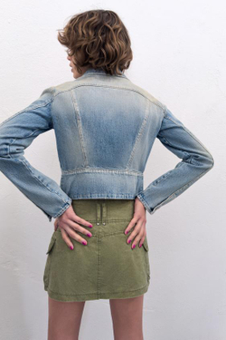 ZARA ЮБКА-ШОРТЫ С КАРМАНАМИ, ТЕМНЫЙ ХАКИ