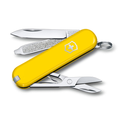 Фото яркий жёлтый миниатюрный ножичек-брелок Classic SD Colors "Sunny Side", 58 мм VICTORINOX 0.6223.8G