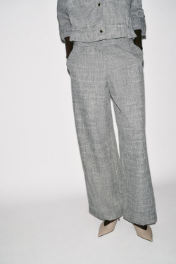 ZARA ШИРОКИЕ БРЮКИ, СЕРЫЙ МЕЛАНЖ