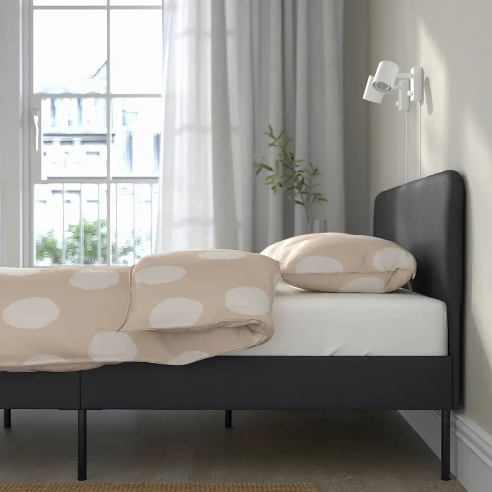 Каркас кровати - SLATTUM IKEA/  СЛАТТУМ  ИКЕА,  206х144 см, черный