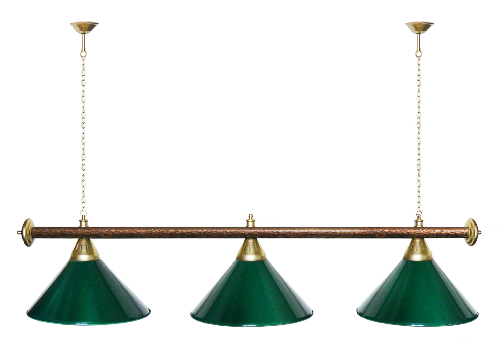 Лампа STARTBILLIARDS 3 пл. (плафоны зеленые,штанга золотая,фурнитура золото)