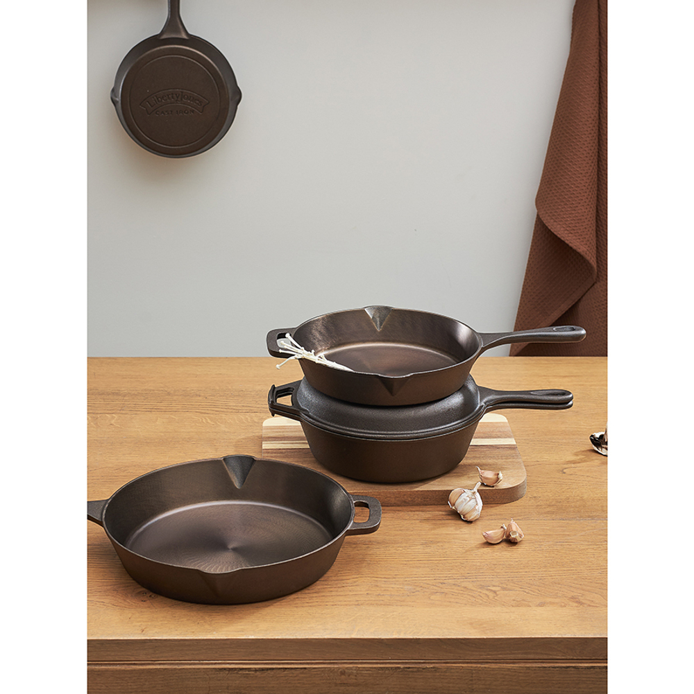 Набор сковород чугунных brasen с масляной полировкой, D25 см, 2 шт.