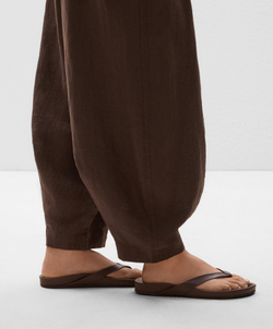 OYSHO Брюки-шаровары из 100% льна, темно-коричневый