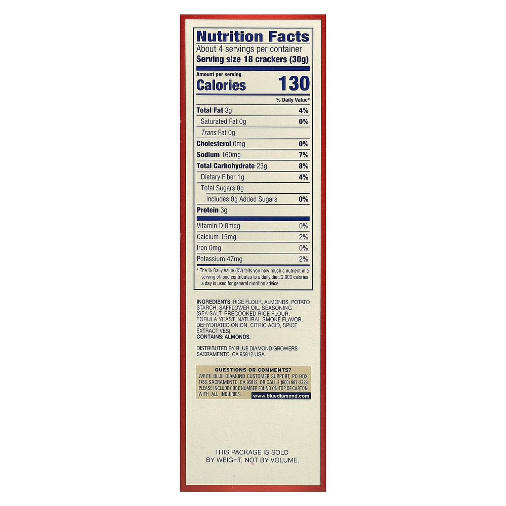Blue Diamond, Almond Nut-Thins®, снэки из рисовых крекеров с миндалем, Smokehouse®, 120,5 г (4,25 унции)