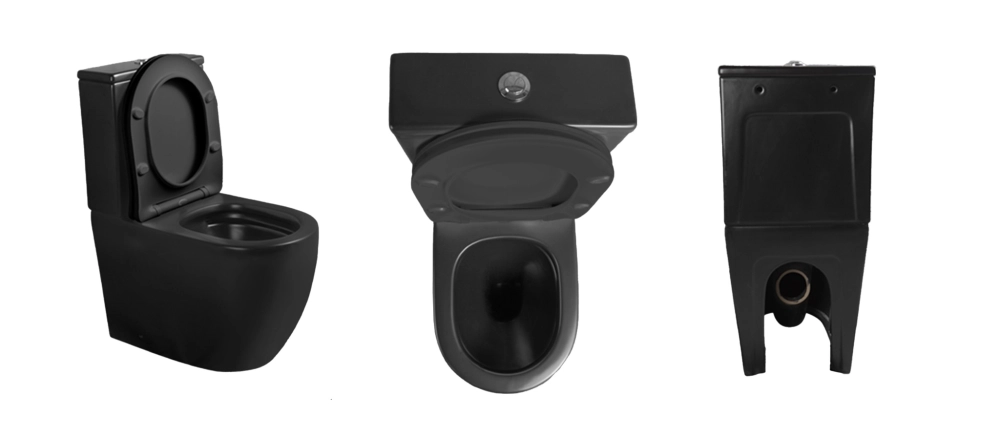 Унитаз ORLTER MB напольный, безободковый, черный матовый Ceruttispa CT9866 (605х370х800)