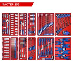 МАСТАК (5-00256) Набор инструментов "МАСТЕР 256" для тележки, 11 ложементов, 256 предметов
