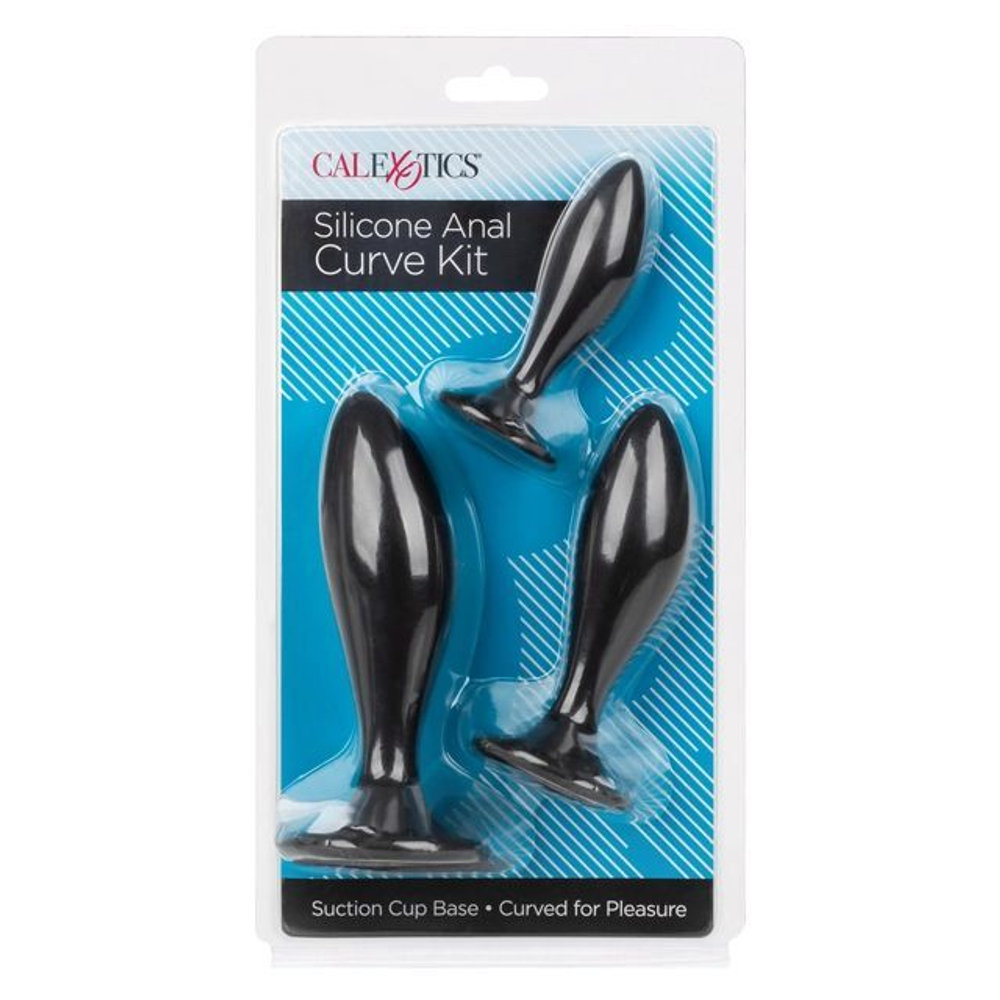 Набор из трех черных анальных пробок Silicone Anal Curve Kit