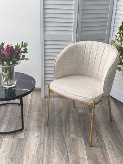 Стул DIANA Modica-40 бежево-белый, ткань / золотой каркас