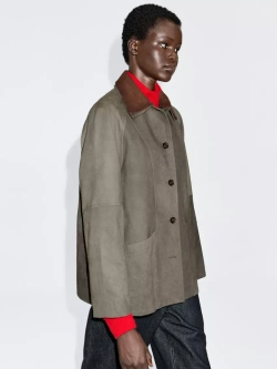 Massimo Dutti Непромокаемая куртка с двухслойным воротником, темный хаки