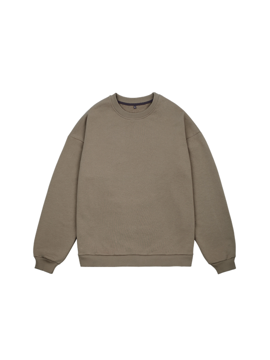 Свитшот оверсайз, без начеса (серо-оливковый)