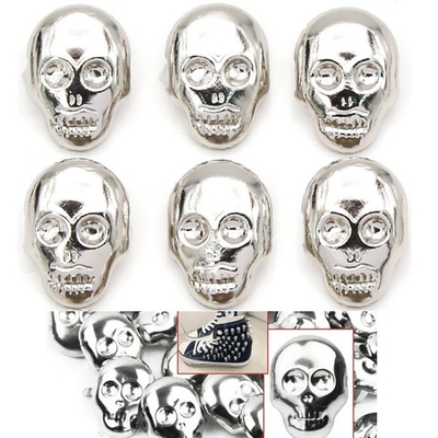 Клепки "Череп" (6шт) 15х22мм с цапами, металические, для декора браслетов, сумок, рюкзаков.