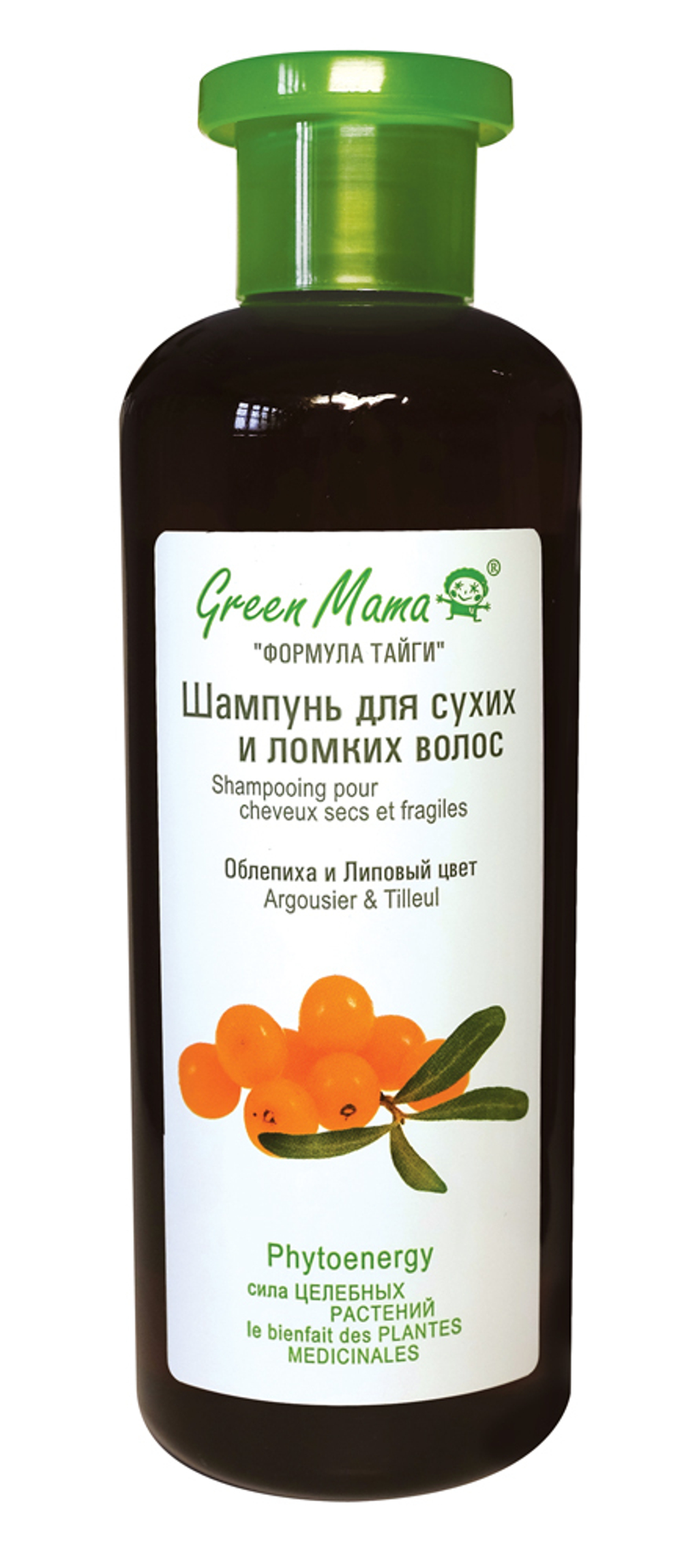 Green Mama Формула тайги Шампунь для волос Облепиха и липовый цвет, для сухих и ломких волос, 400 мл