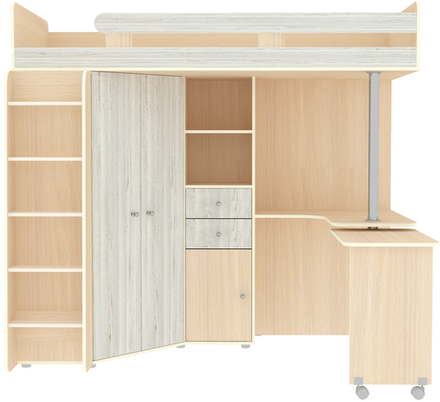 Кровать-чердак КарИВи М85  Дуб Молочный Винтерберг