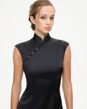 Платье мини из сатина