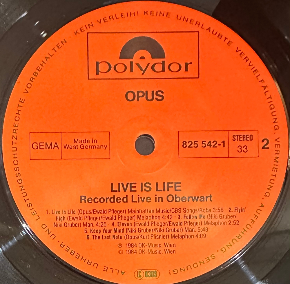 Opus - Live Is Life (Германия 1984г.)