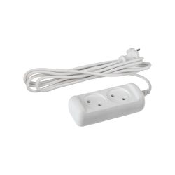 Удлинитель электрический ЭРА UX-2-3m без заземления 2 розетки 3м ПВС 2x0,75мм2 6А белый | Бытовые удлинители