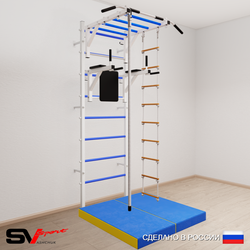 Шведская стенка Sv Sport усиленная 6454 (Турник рукоход/Брусья/Канат/Лестница/Мат 1м)