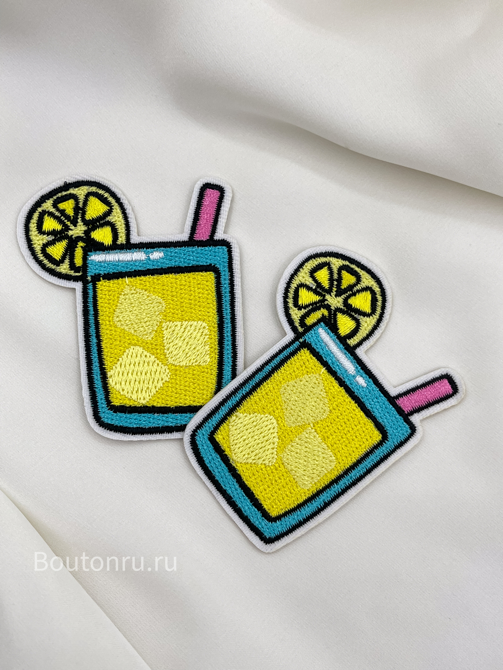 Нашивка "лимонад" желто-голубая 6х4,5 см