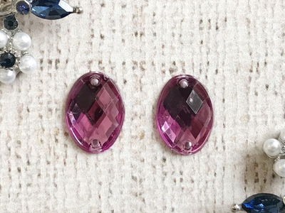 Стразы пришивные акрил, р. 1,3х1,8 см, лиловый