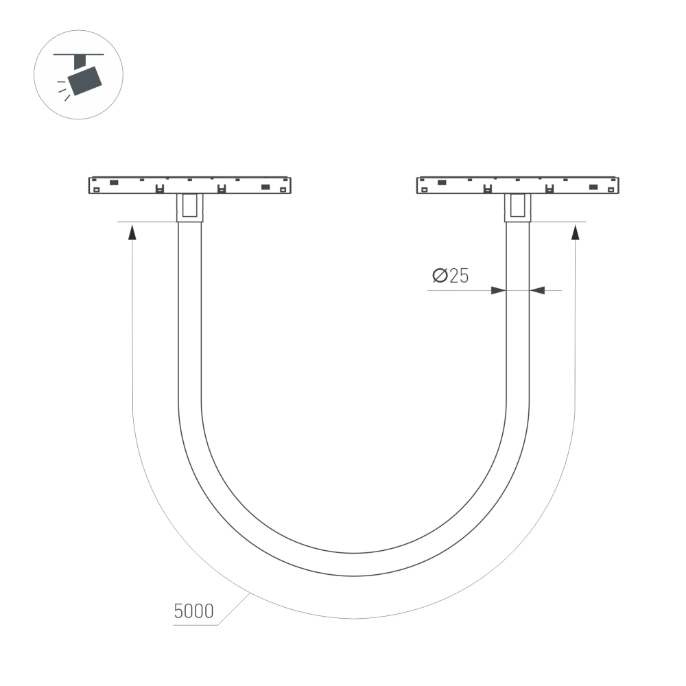 Светильник MAG-ORIENT-TUBE-ELASTIC-R25-L5000-70W Day4000 (BK, 360 deg, 48V, DALI) (Arlight, IP20 Металл, 3 года) 044340