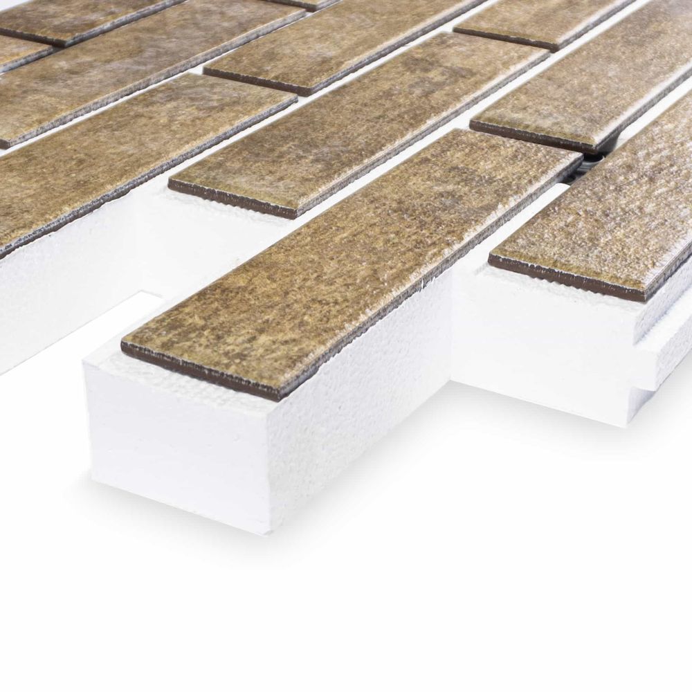 Клинкерная термопанель ППС Керамин Теннесси 3 Светло-коричневый 1020х455 мм