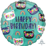 Фольгированная фигура, круг, HB Котики Радуга S40,18"/46СМ