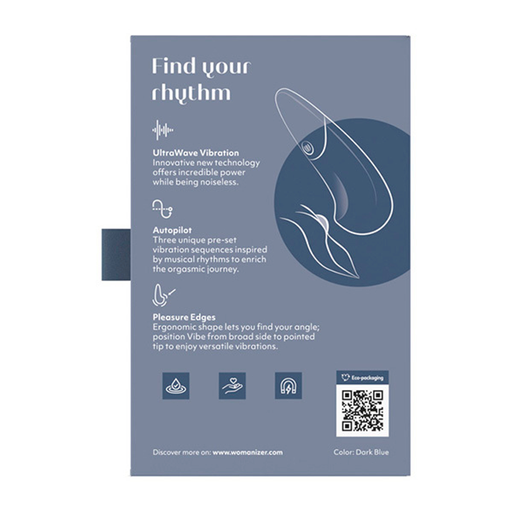 Темно-синий клиторальный вибратор 14,2см Womanizer Vibe Blue WZFS1SG6