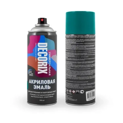 Краска бирюзовая в баллончике глянцевая акриловая DECORIX - "Морская волна" эмаль аэрозольная для любых поверхностей 520 мл