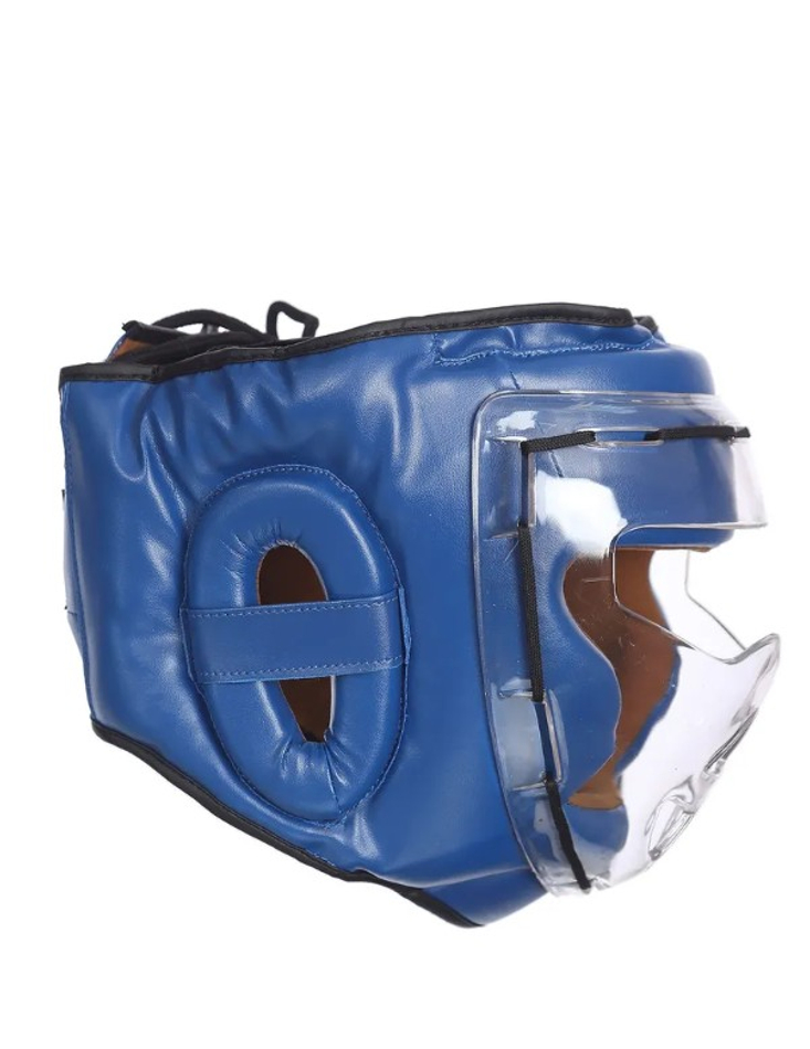 Шлем для единоборств с пластиковой маской ISA синий