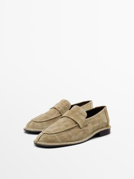 Massimo Dutti Лоферы из мягкой натуральной кожи, песочно-коричневый