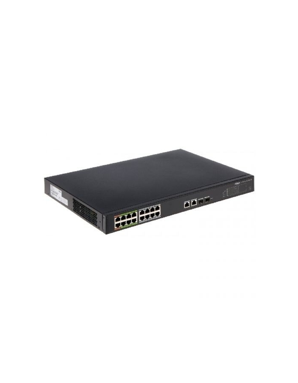 DAHUA DH-LR2218-16ET-240 18-портовый управляемый коммутатор с ePoE, уровень L2, 16xRJ45 100Mb PoE; 2хКомбо SFP/RJ45 1Gb uplink, суммарно 240Вт, коммутация 8.8 Гбит/с, MAC-таблица 4К