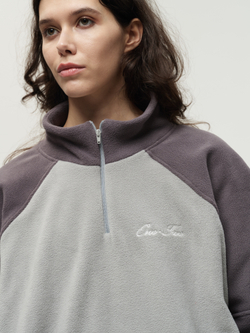 Drawstring Half-Zipped Sweatshirt Double Grey