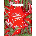 Пакет ПЭ с вырубной неусиленной ручкой 23х30см (30) (Цвет Нового года) НГ Тико