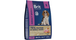 BRIT PREMIUM, сух корм с курицей для собак мелк пород 3кг
