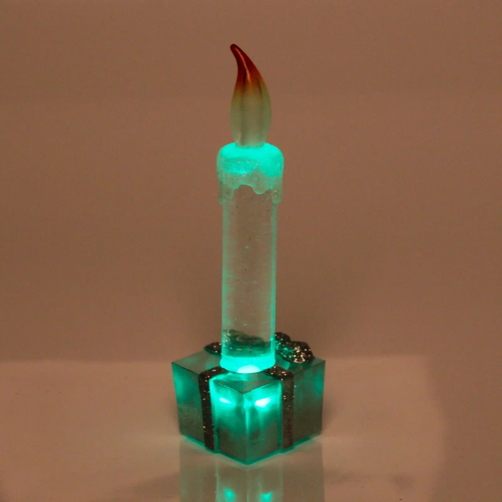 Сувенир с подсветкой «Свеча праздничная» 15 см, серебро