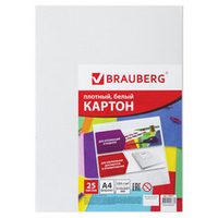 Картон белый А4 МЕЛОВАННЫЙ (глянцевый), 25 листов, в пленке, BRAUBERG, 210х297 мм, 124021