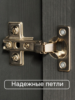Шкаф витрина, 90х28х109, Лена, стеклянная для посуды, буфет двухдверный (верхняя часть буфета), массив сосны, серый/антик, Dipriz