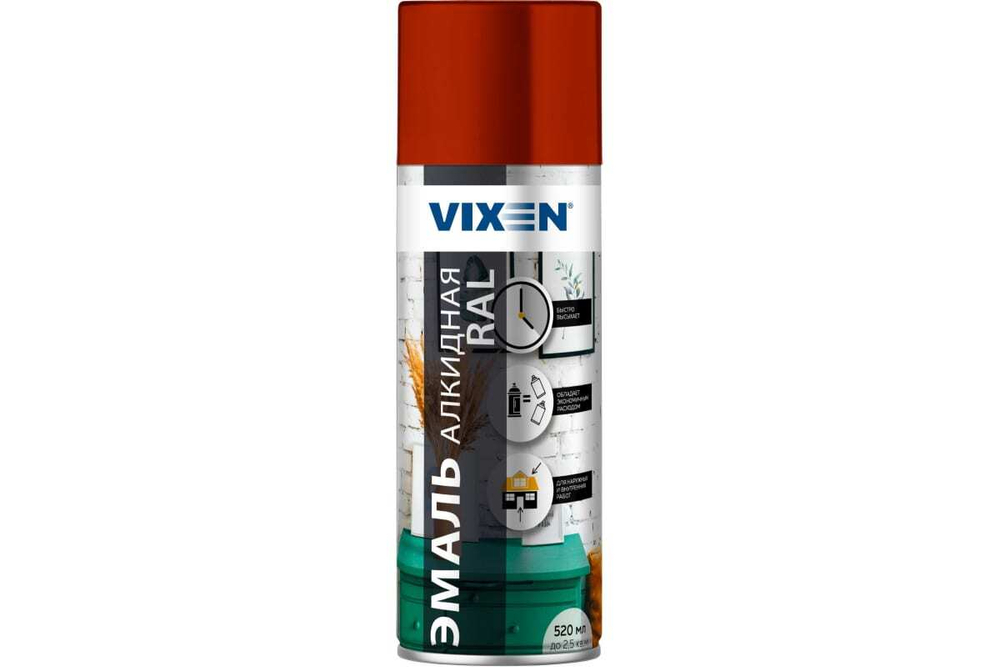 Эмаль алкидная Vixen RAL3001 сигнальный красный (520мл) аэрозоль