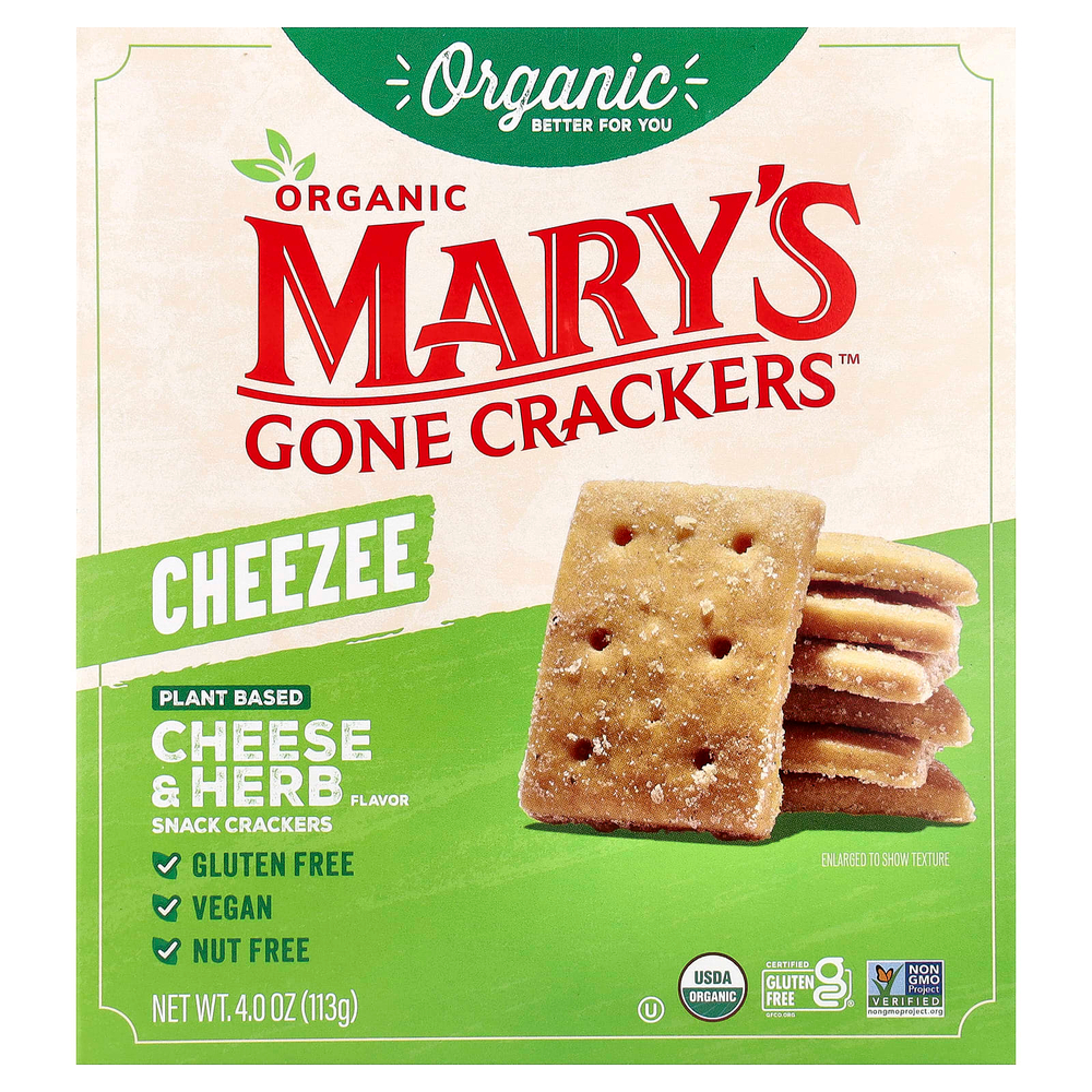 Mary's Gone Crackers, органические крекеры-снеки, сыр и травы, 113 г (4 унции)