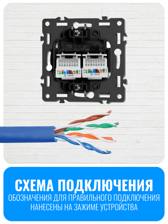 Розетка двойная интернет RJ45 Smart Aura серия Fusion без рамки