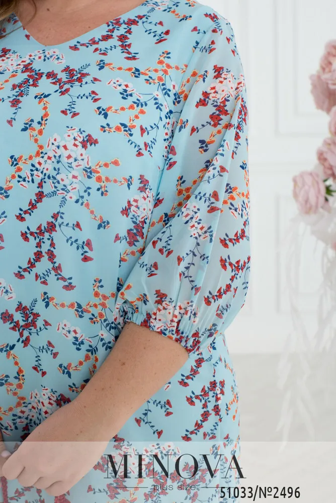 Платье 2496-голубой Minova