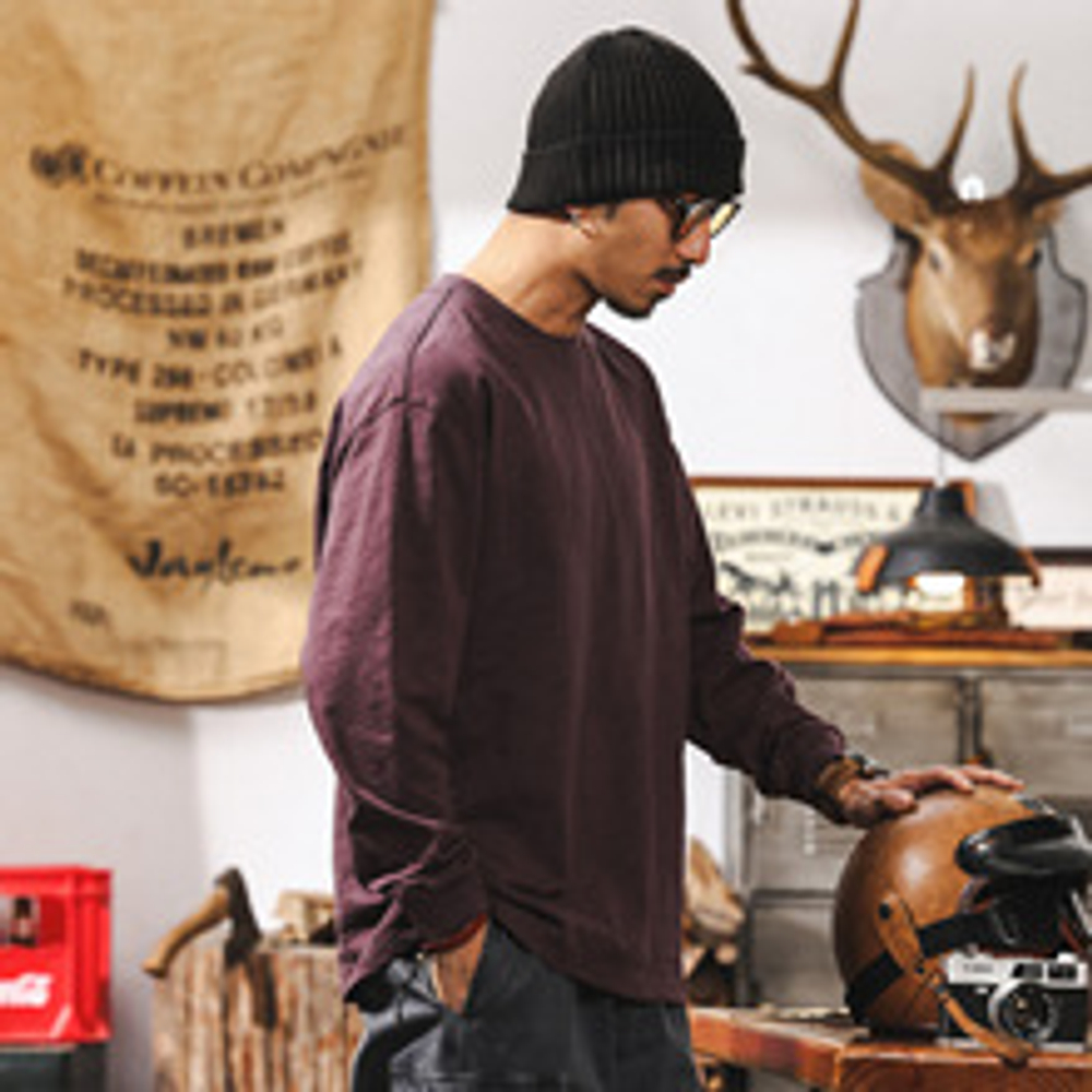 Мужская футболка с текстурой бамбука, с длинным рукавом, весна-осень.Оптом и в розницу