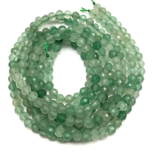 Авантюрин зеленый 3 мм, граненые бусины - шарики (нить 39 см)