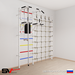 Шведская стенка Sv Sport 5760 (Турник стандарт/Брусья/Канат/Трапеция/Канатный лаз)