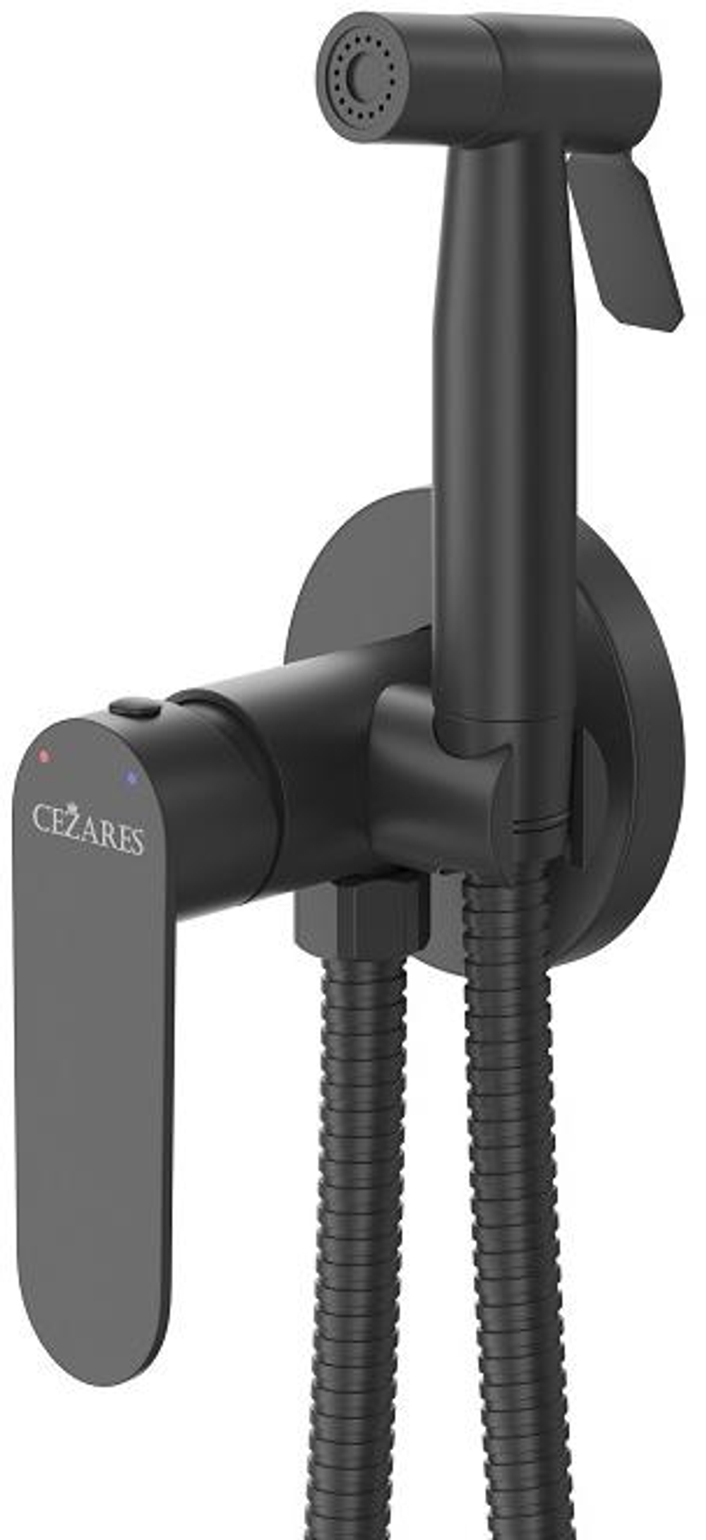 Встроенный смеситель Cezares STYLUS-DIF-NOP с гигиеническим душем, черный матовый
