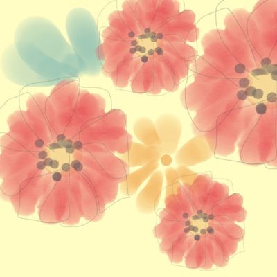 Акварельные цветы на жёлтом фоне